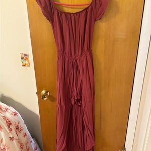 Elegant Mauve Off-Shoulder Dress